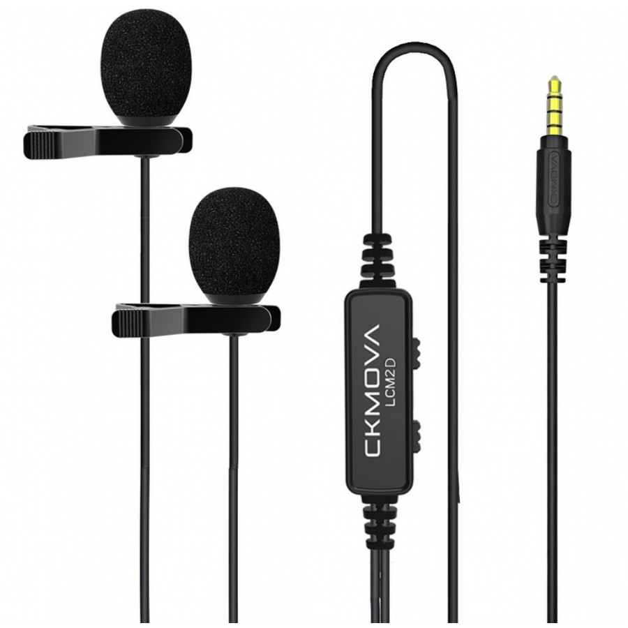 Ckmova LCM2D Dual Head Lavalier Microphone with 3.5mm TRRS 2'li Condenser Yaka Mikrofonu