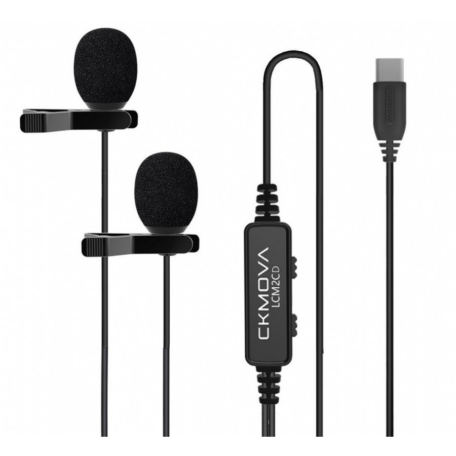 CKMOVA LCM 2CD Dual-head Lavalier Microphone for USB Type-C Devices 2'li Condenser Yaka Mikrofonu