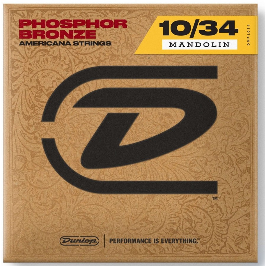 Jim Dunlop DMP1034 Phosphor Bronze Loop End Mandolin Strings Takım Tel Mandolin Teli 10-34