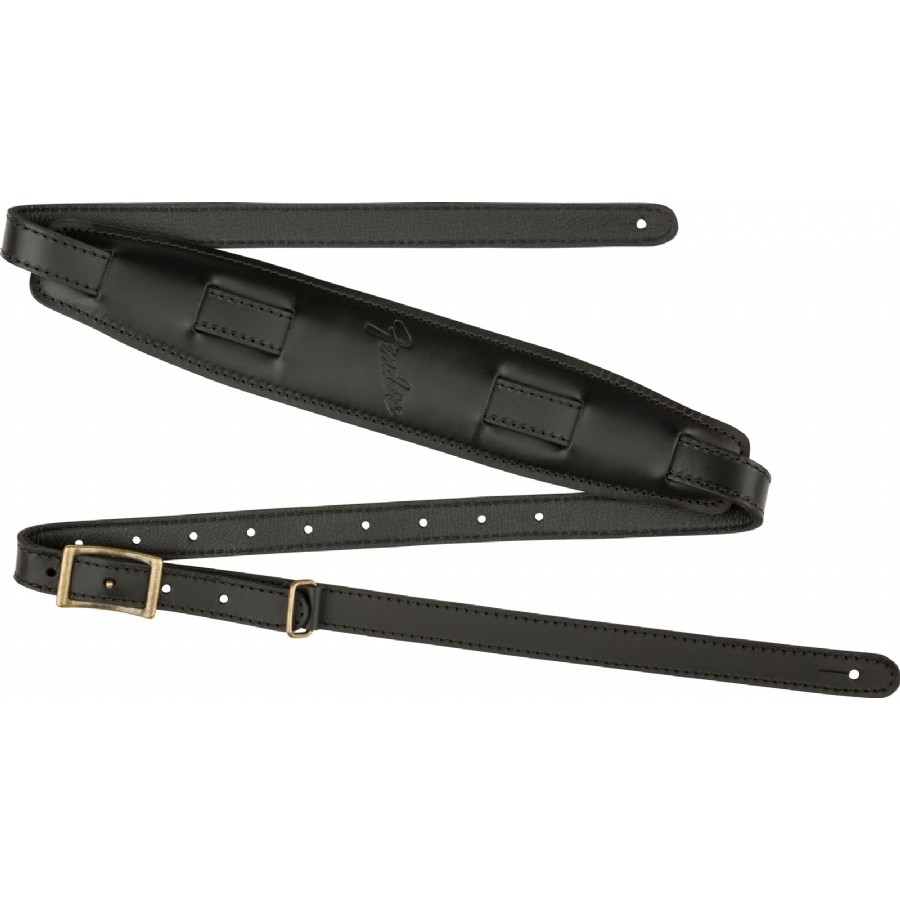 Fender Mustang Leather Saddle Straps - Long Black Gitar Askısı