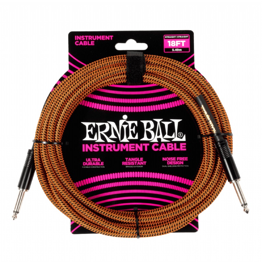 Ernie Ball P06469 Braided Instrument Cable Pumpkin Pie Enstrüman Kablosu (5.5 metre)