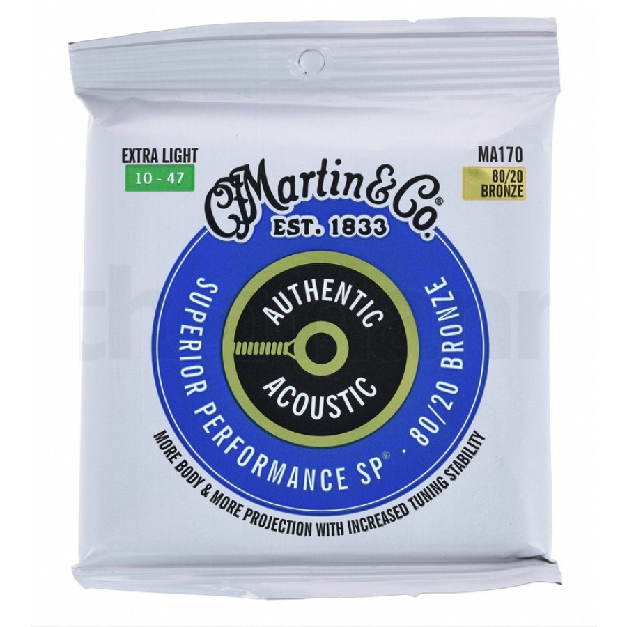 Martin Co. MA170 Authentic Acoustic SP Guitar Strings 80/20 Bronze Takım Tel Akustik Gitar teli 010-47