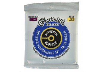 Martin Co. MA175 Authentic Acoustic SP Guitar Strings 80/20 Bronze Takım Tel - Akustik Gitar teli 011-052