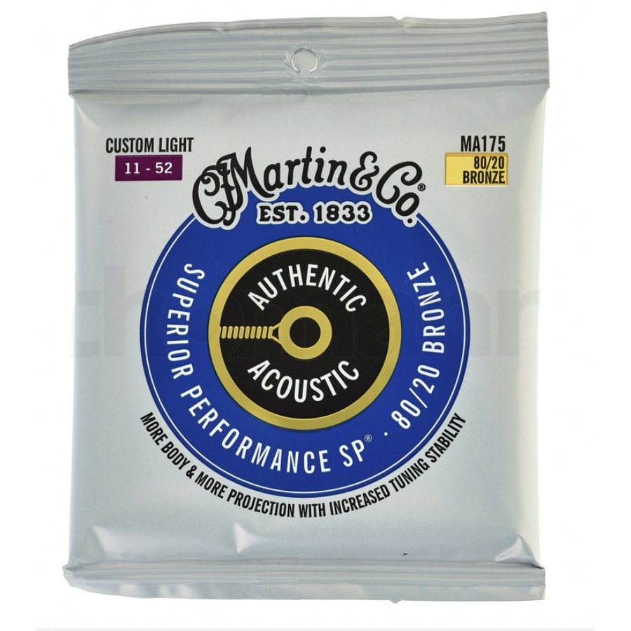 Martin Co. MA175 Authentic Acoustic SP Guitar Strings 80/20 Bronze Takım Tel Akustik Gitar teli 011-052