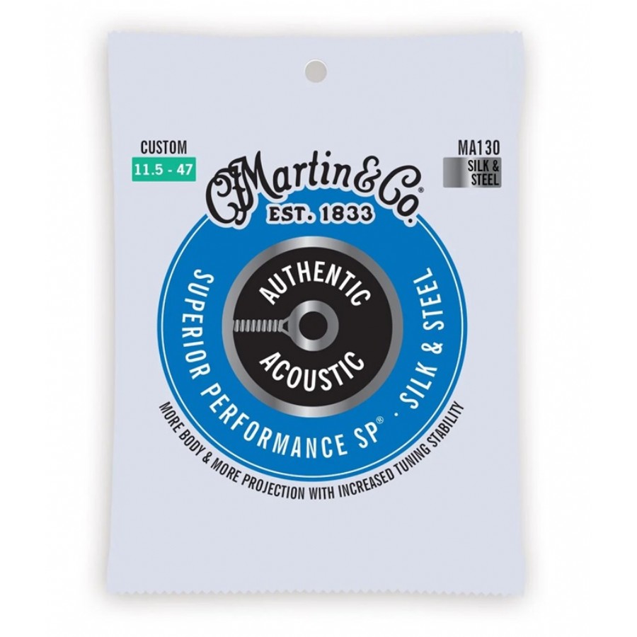Martin Co. MA130 Authentic Acoustic SP Guitar Strings Silk & Steel Takım Tel Akustik Gitar teli 11.5-047