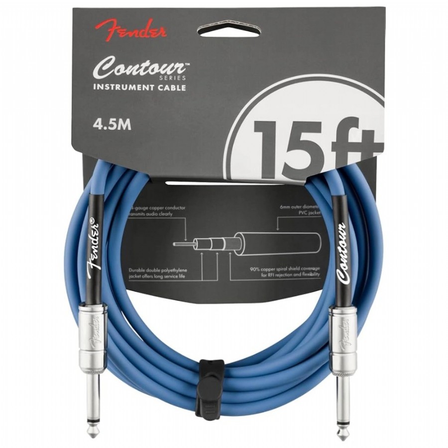 Fender Contour Series Instrument Cables Lake Placid Blue - 4.5 Metre Enstrüman Kablosu