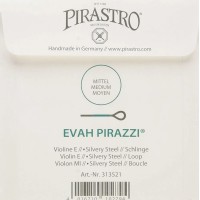 Pirastro Evah Pirazzi 4/4 Violin - Loop End Mi 313521 Tek Tel - E / Mi - Silvery Steel Medium, Loop-End