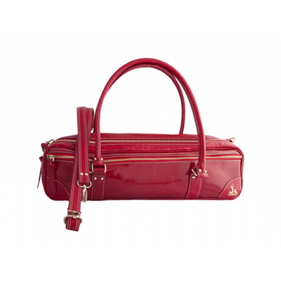 Fluterscooter Classic Patent Leather Kırmızı Yan Flüt ve Pikolo Taşıma Çantası