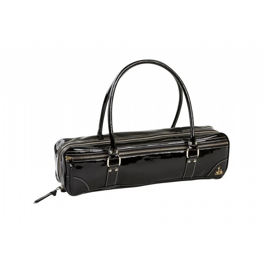 Fluterscooter Classic Patent Leather Siyah Yan Flüt ve Pikolo Taşıma Çantası