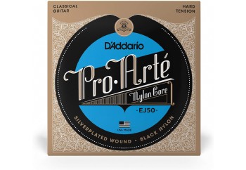D'Addario EJ50 Pro-Arté Black Nylon, Hard Tension Takım Tel - Klasik Gitar Teli