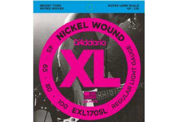 D'Addario EXL170SL Nickel Wound Bass, Light, 45-100, Super Long Scale Takım Tel - Bas gitar teli 045-100