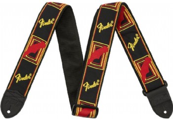 Fender Monogram Straps Siyah, Sarı, Kırmızı - Gitar Askısı