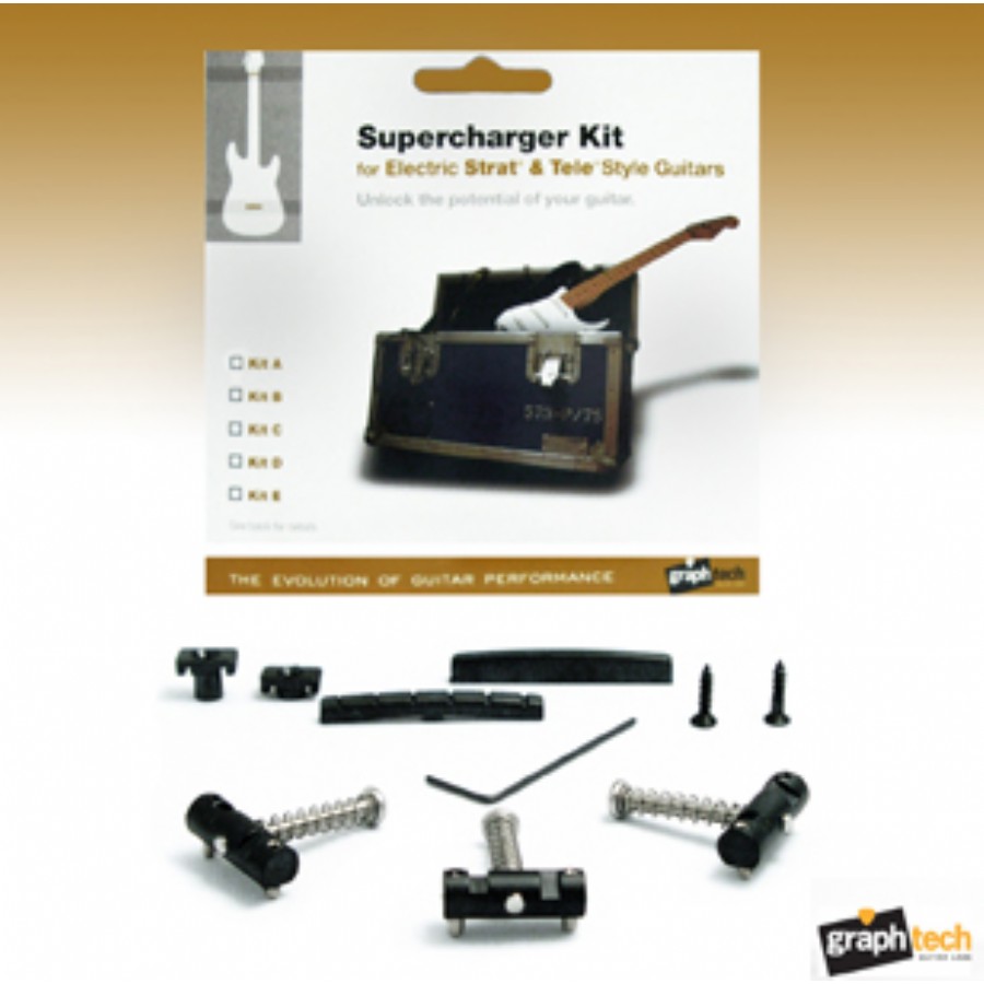 GraphTech Supercharger Strat and Tele Style Guitars Kit A PX-8163-00 Köprü ve Eşik Seti