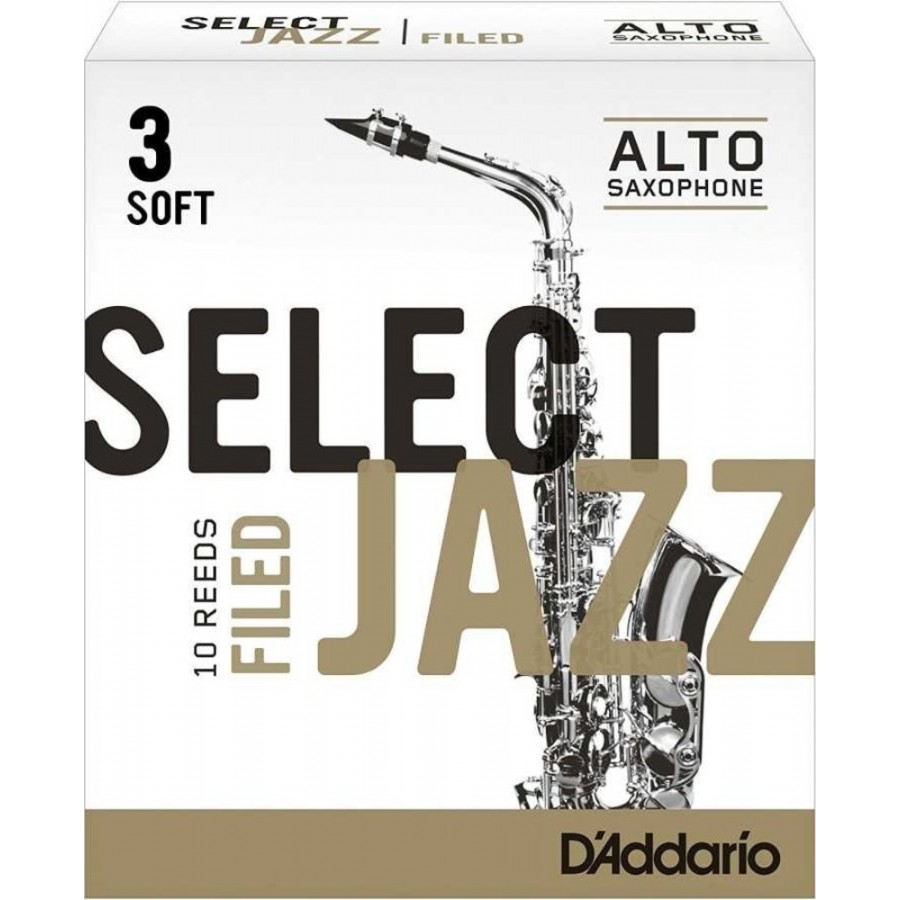 D'addario Select Jazz Alto Saxophone Filed Reeds 3S - Soft - RSF10ASX3S Alto Saksofon Kamışı