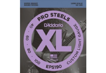 D'Addario EPS190 ProSteels Bass, Custom Light, 40-100, Long Scale 040-100 Takım Tel -  Bas Gitar Teli