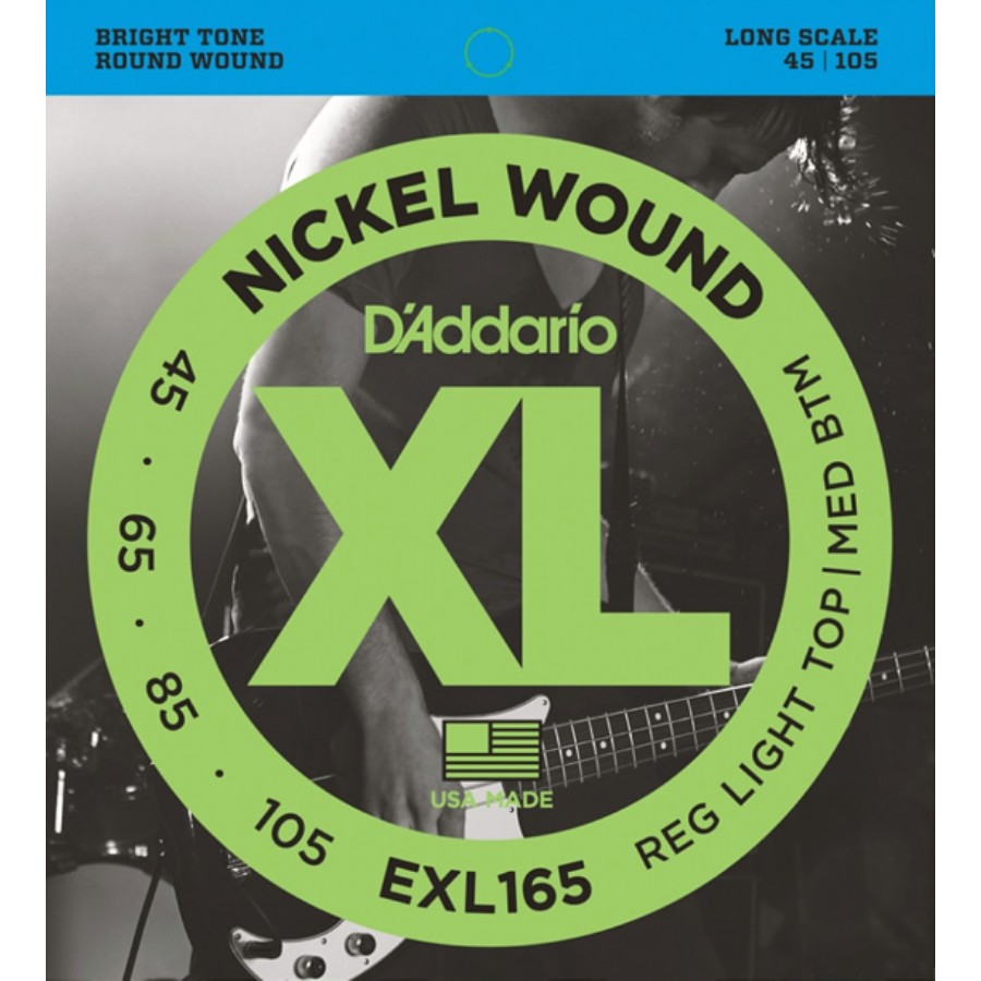 D'Addario EXL165 Nickel Wound Bass, Custom Light, 45-105, Long Scale 045-105 Takım Tel Bas Gitar Teli
