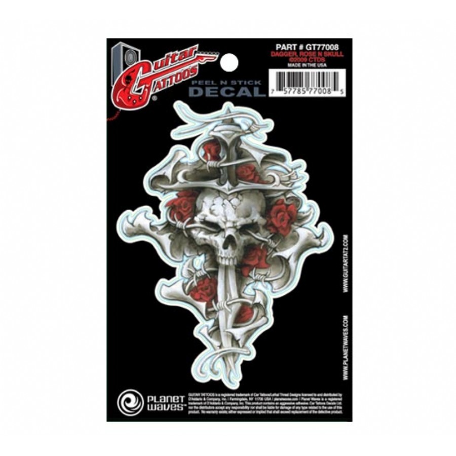 Planet Waves Dagger Rose Skull GT77008 Gitar Sticker